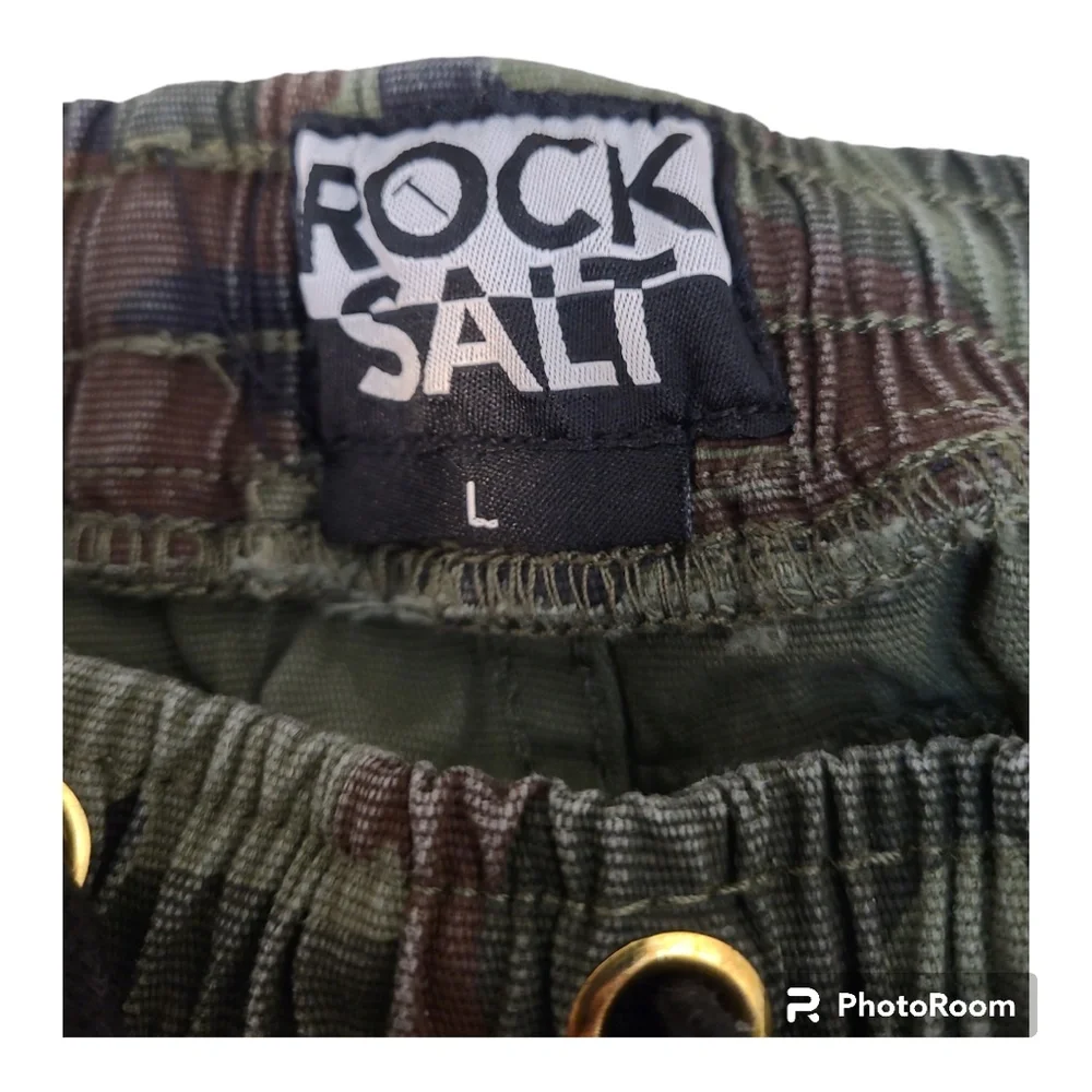 Rock Salt Ruched Camo Cargo Drawstring Pants Size Large - Picture 4 of 7